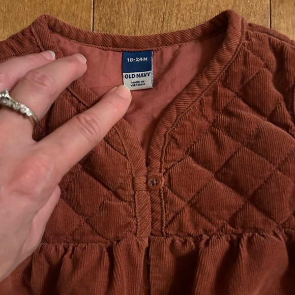 Old Navy rust color corduroy jumper overalls 18-24 months - Picture 2 of 5